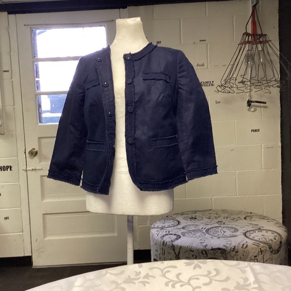Talbots Jackets & Blazers - Talbots Denim Jacket. Size 6 rich navy blue detailed jacket blazer